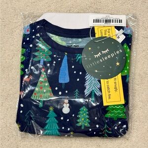 Little Sleepies NEW IN BAG Blue Merry & Bright two piece PJ set size 5/6 kids